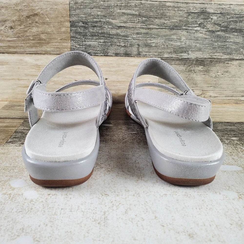 Easy Spirit Haisley Womens Sandal Sz 8.5 W Silver Shimmer Slingback Round Toe